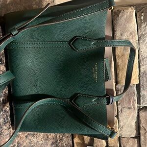 Tory Burch Forest Green Leather Tote